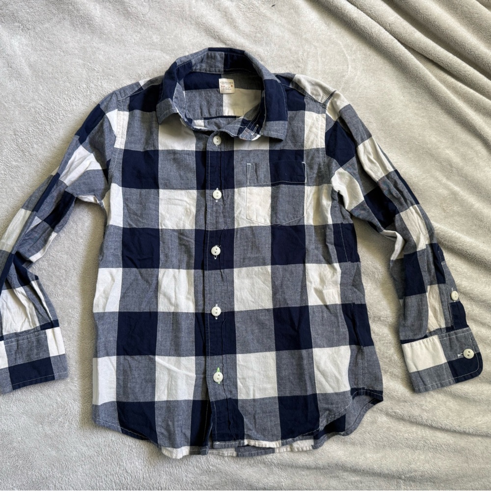 Crewcuts Blue and White Button Down Shirt Classic Plaid